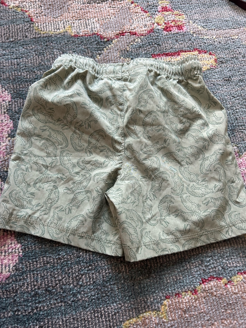Kids Sage Green Dino-Print Pull-On Shorts - Picture 4 of 4